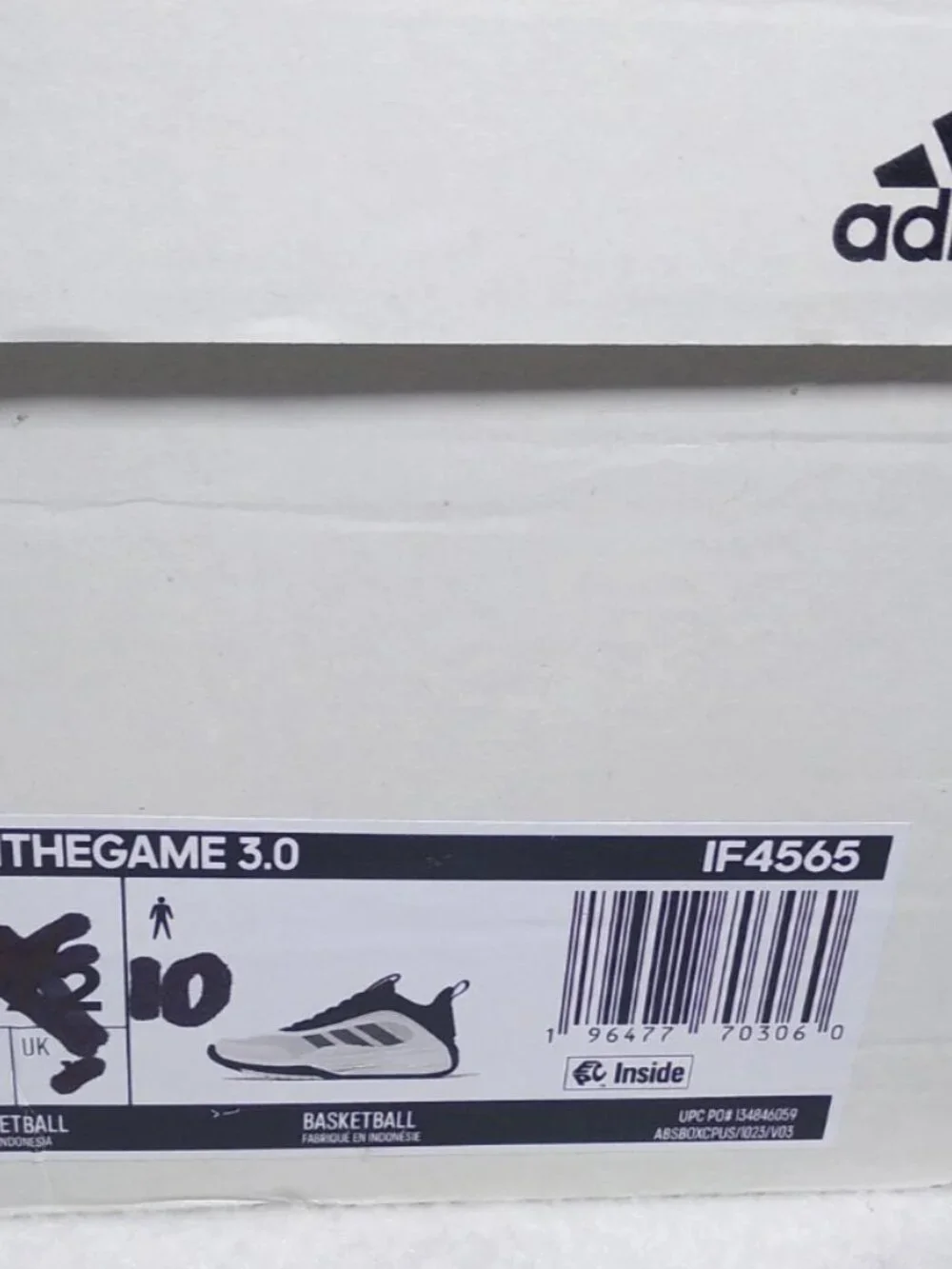 Adidas Own The Game 3.0 Mens Sz 10 Cloud White Black Basketball Shoe IF4565 New